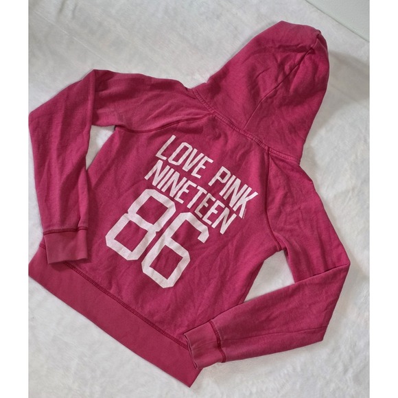 Victoria's Secret Tops - Victoria's secret PINK Vintage Y2K Small Spellout Dog Logo Pink Zip Sweatshirt